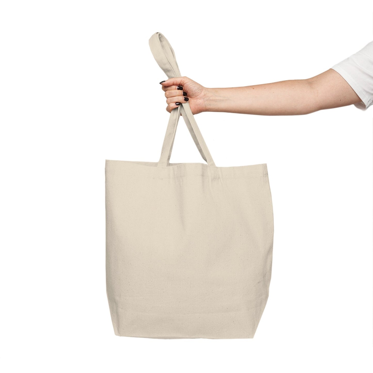 Lifestyle back view of Futuristic Night City Tote Bag worn by model in urban setting