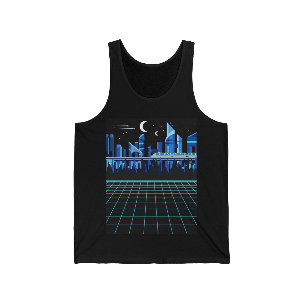 Cyberpunk Tank Top featuring neon futuristic design in streetwear style