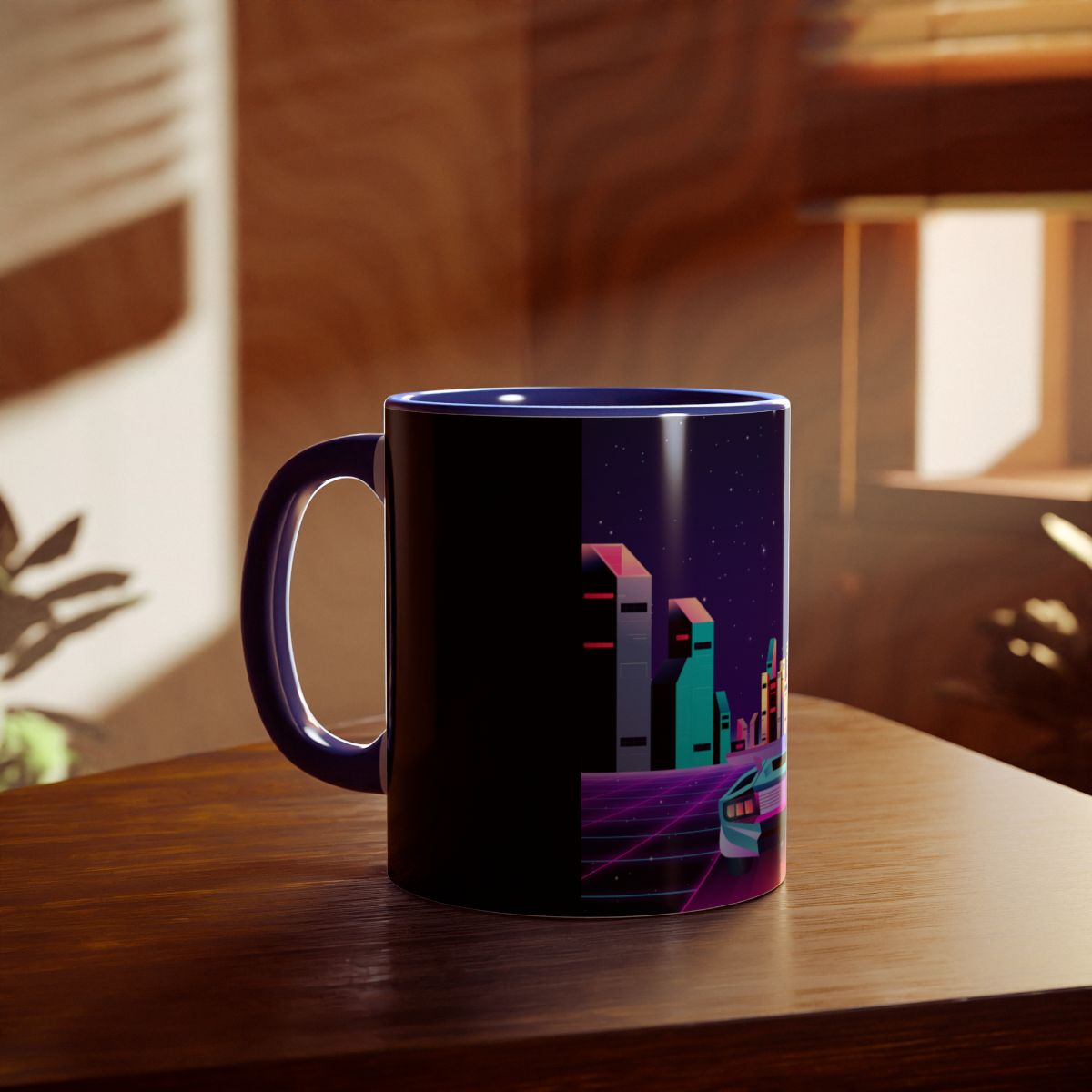 Neon Sci-fi Retro Space Mug – Geeky Drinkware Gift