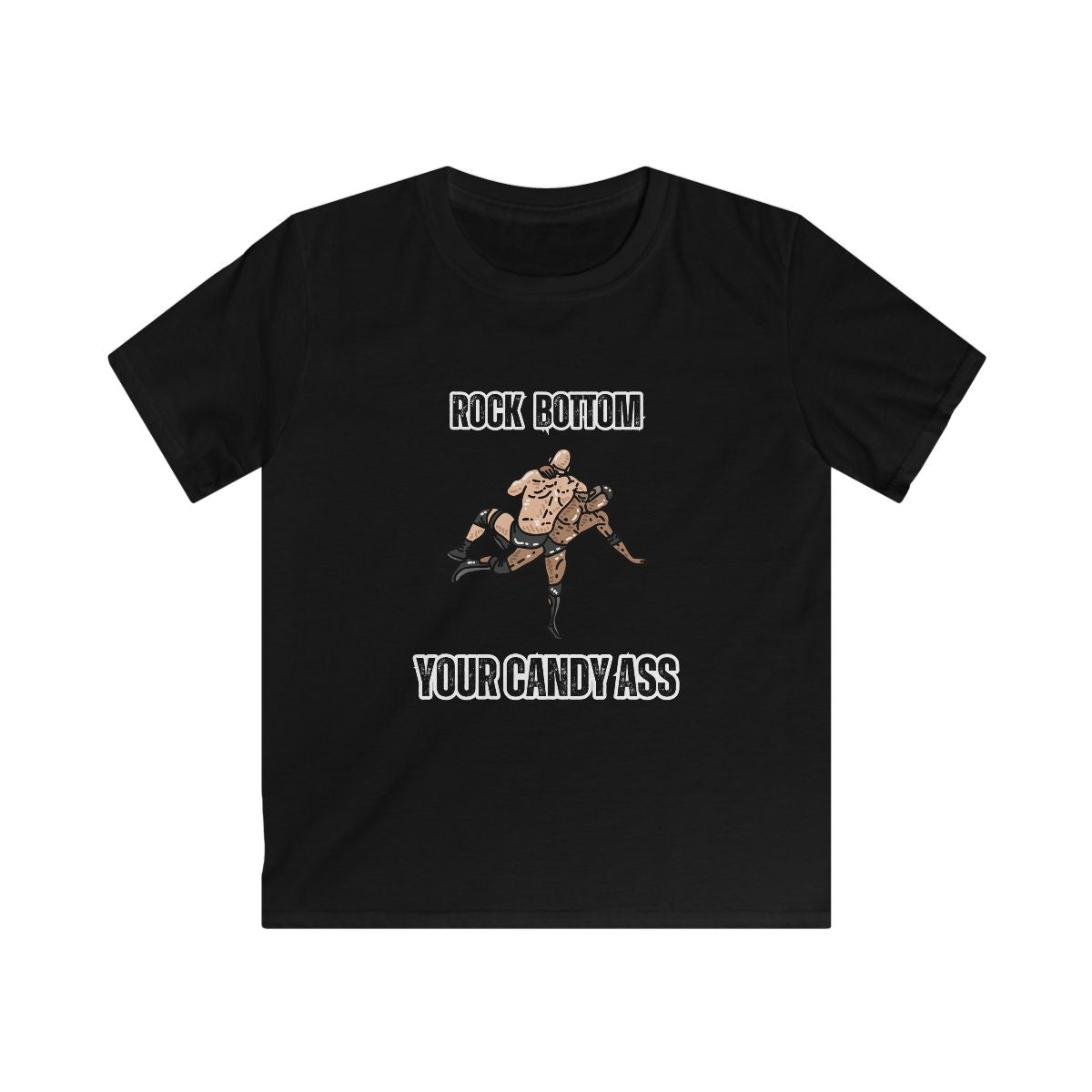 Professional Wrestling Kids T-Shirt – Softstyle Rock Bottom design, boys and girls wrestling tee