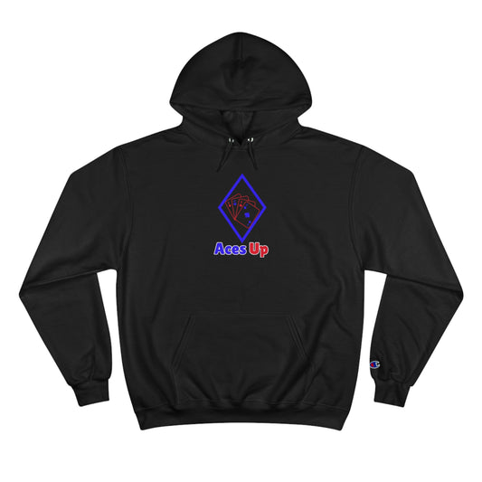 Red and Blue Diamond Ace Playing Cards Aces Up Champion Hoodie