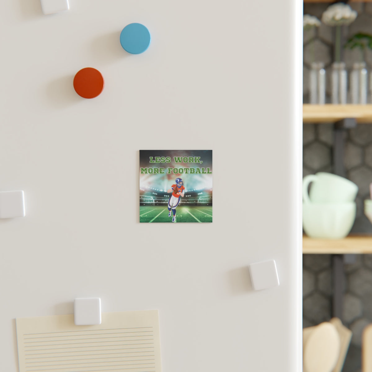 American Football Magnet displayed on fridge door