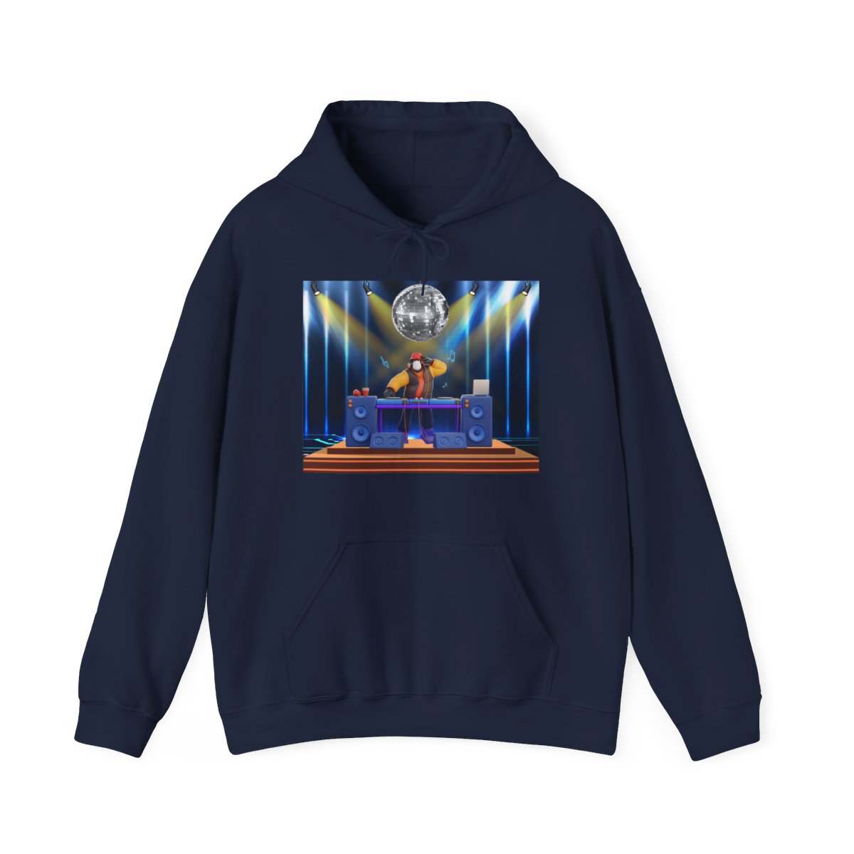 Futuristic DJ hoodie sweatshirt with tech-inspired design and front pocket