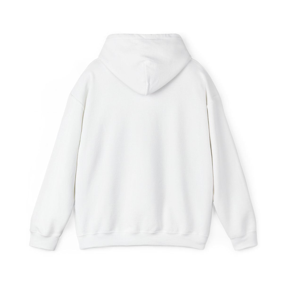 Back of Halloween Thanksgiving Christmas hoodie showing plain fabric and relaxed fit
