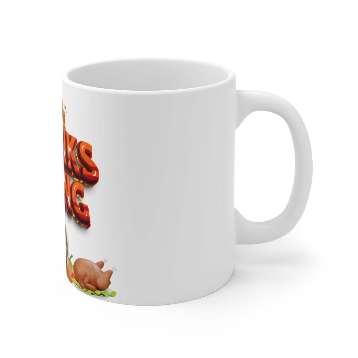 Right side view of Thanksgiving 3D roasted chicken ceramic mug