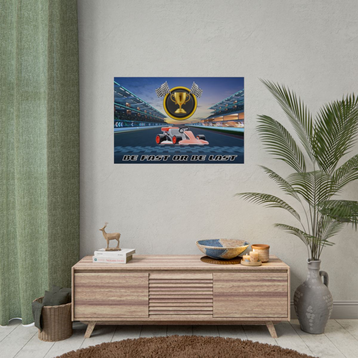 Go Kart Race Track Poster on wall – framed in gaming room or kid’s bedroom