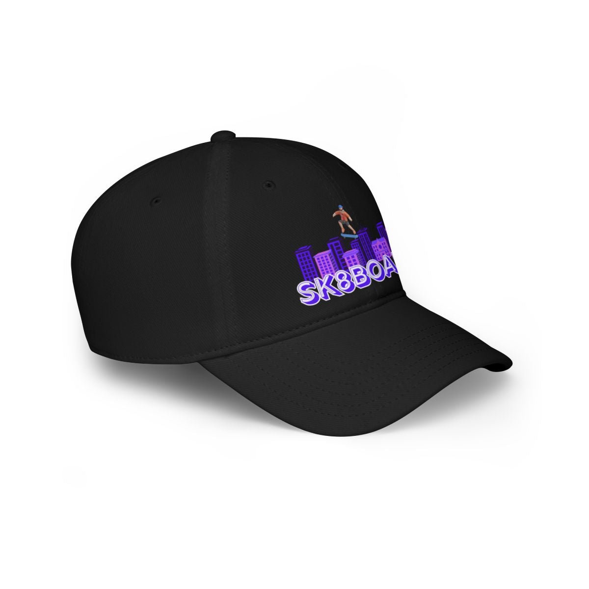Side view of Urban Skater 3D character adjustable cap highlighting shape