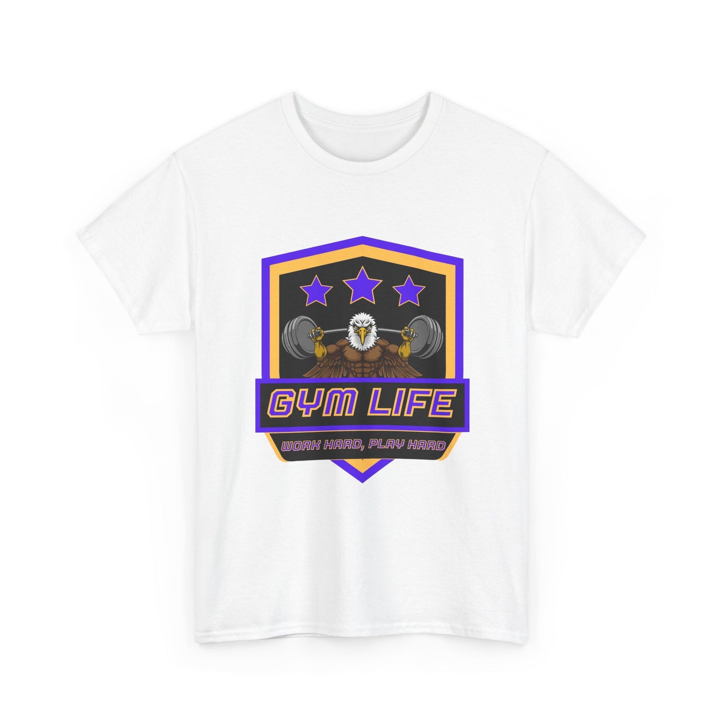 Fitness Tee featuring Eagle Mascot, Gym Life design with barbell, perfect for workout enthusiasts.