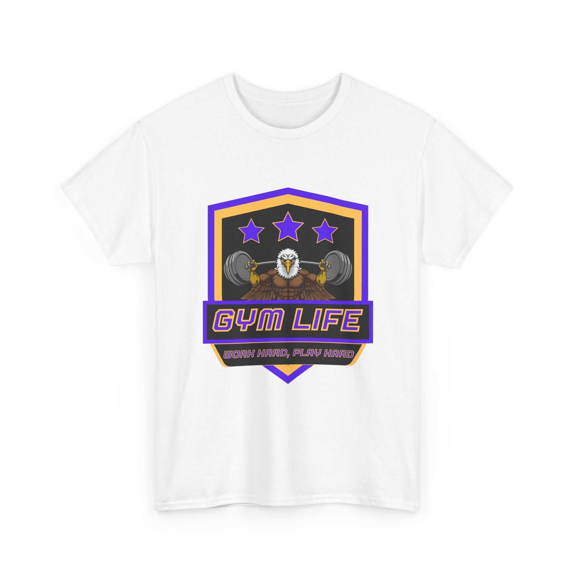 Fitness Tee featuring Eagle Mascot, Gym Life design with barbell, perfect for workout enthusiasts.