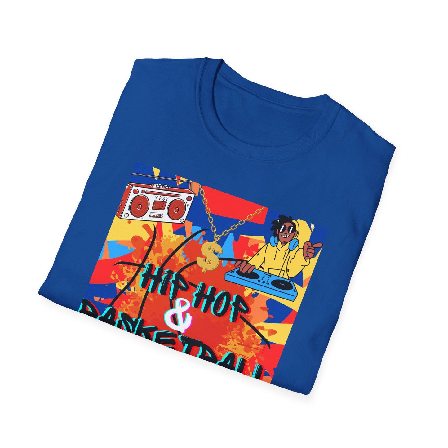 Folded Hip Hop & Basketball Tee in blue color, streetwear basketball apparel