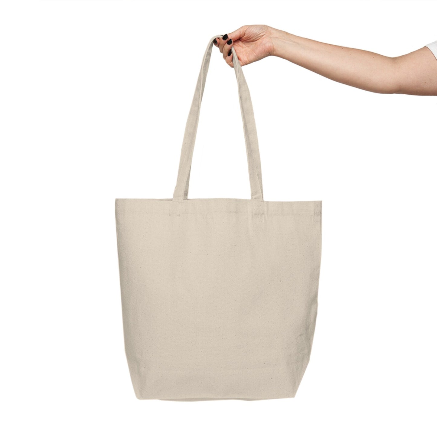Back view of Futuristic Night City Tote Bag worn over shoulder, showing plain side of bag