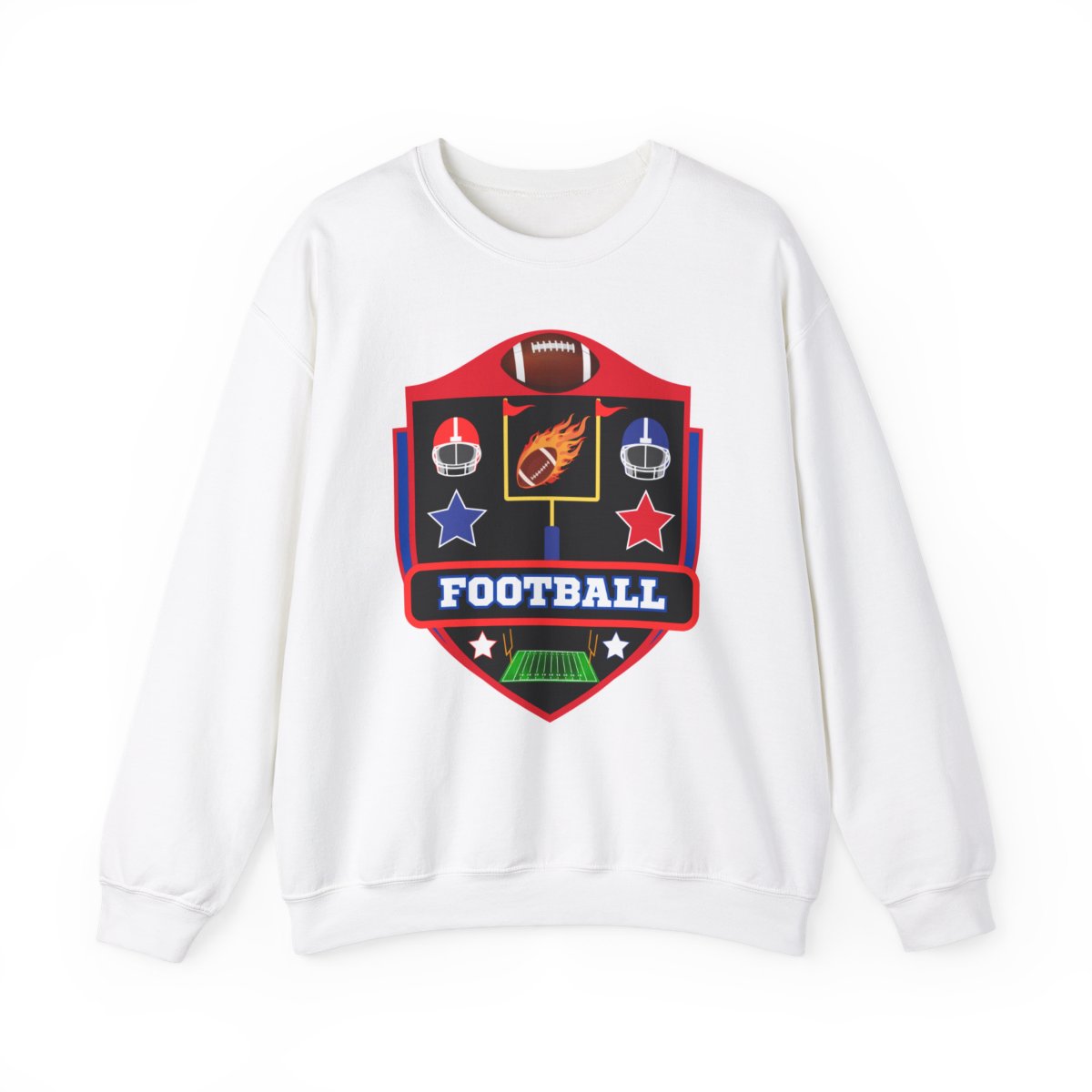 Front view of American football crewneck sweatshirt
