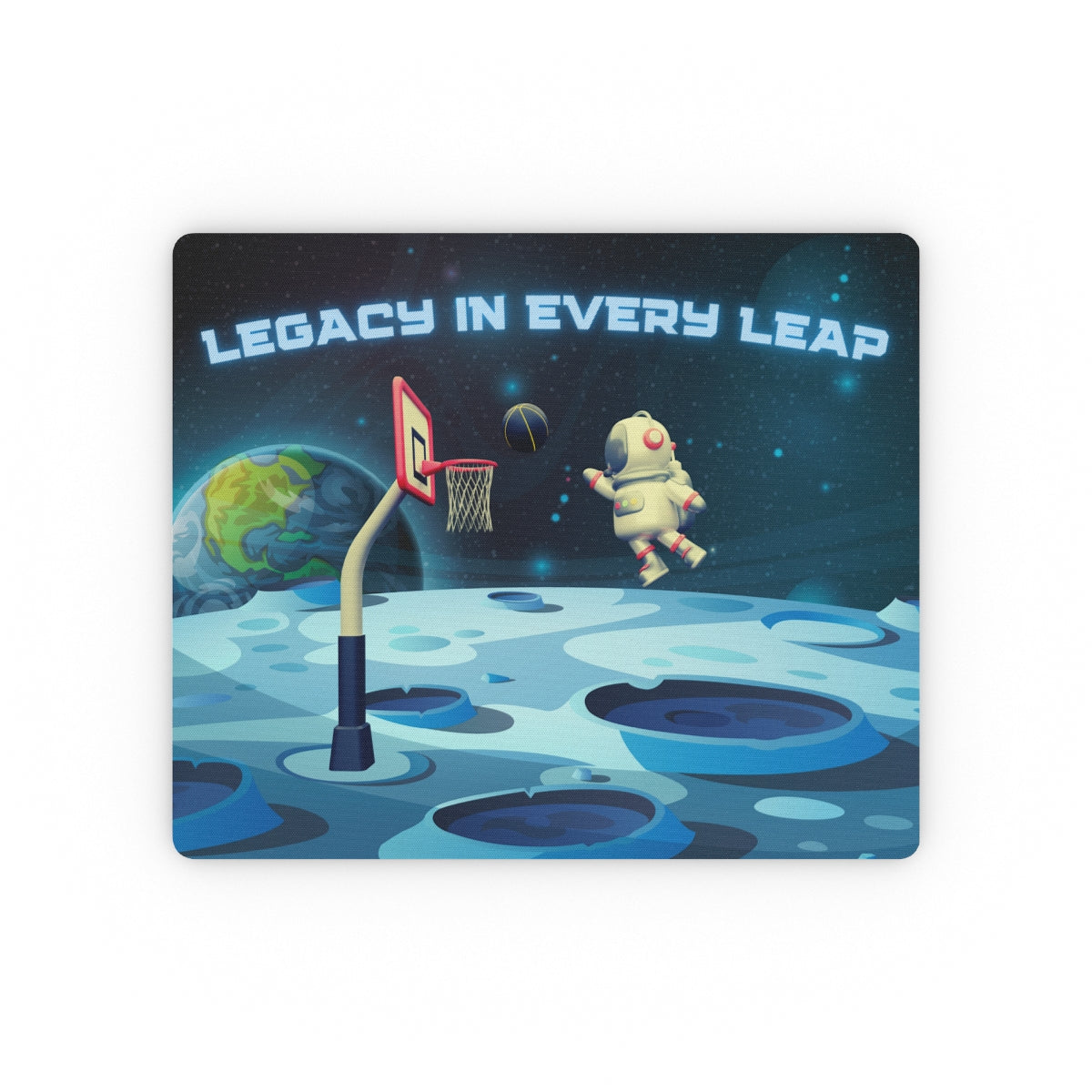 Astronaut Basketball Mouse Pad with 3D moon landscape and dunking space player
