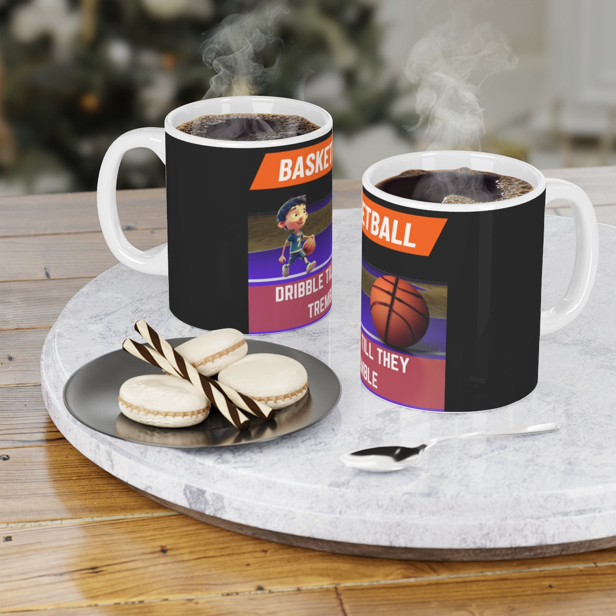 Basketball Kid Mug on table in cozy home setting, perfect for sports fans