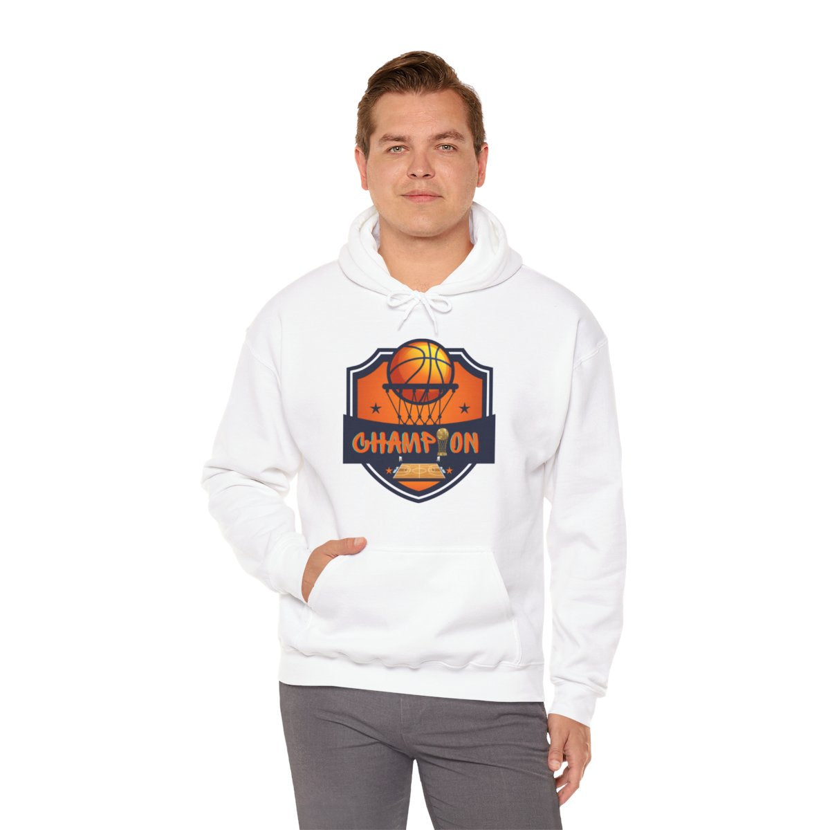 Man wearing Slam Dunk Basketball Hoodie in outdoor lifestyle setting, perfect for fans