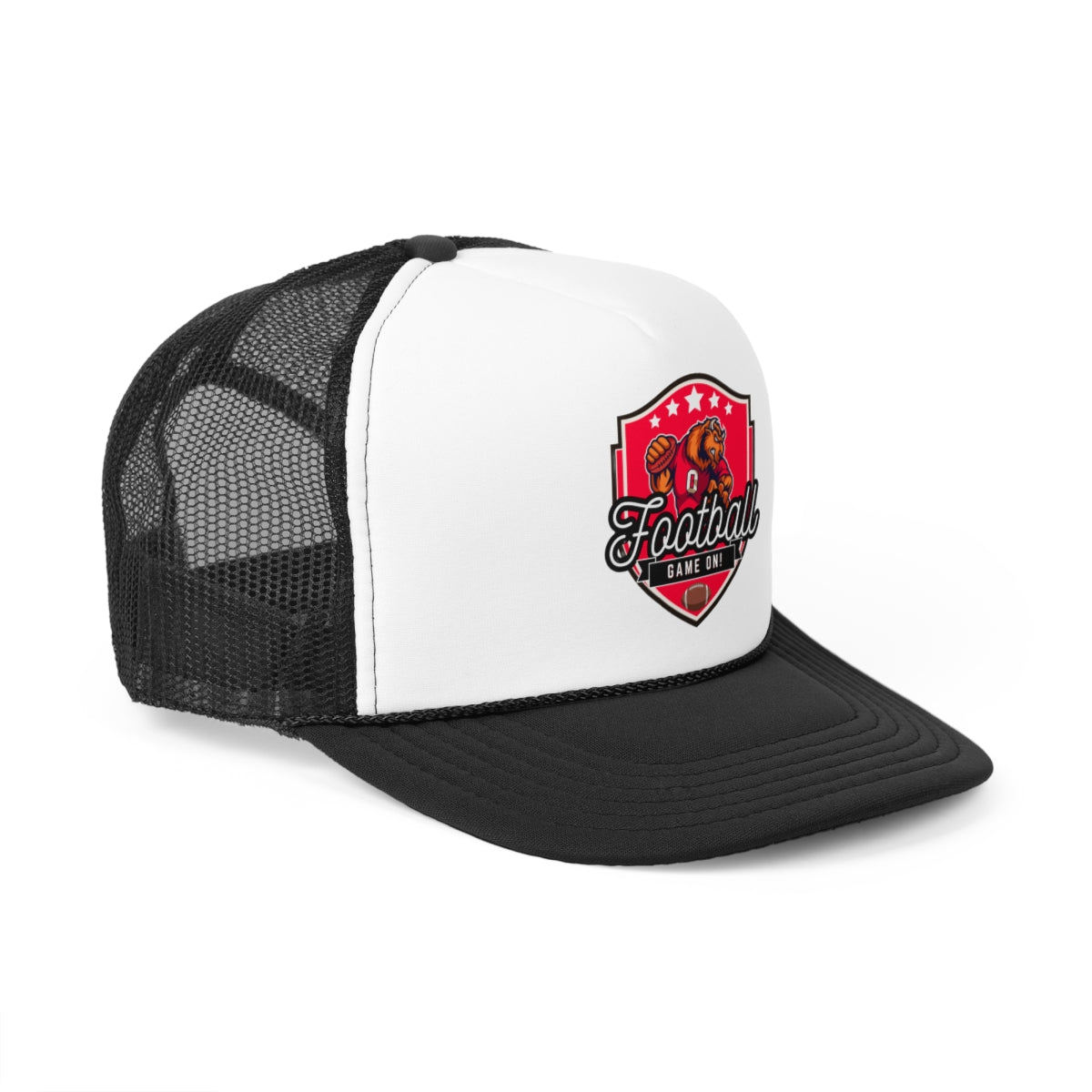 Side view of Bison Football Trucker Cap showing mesh design