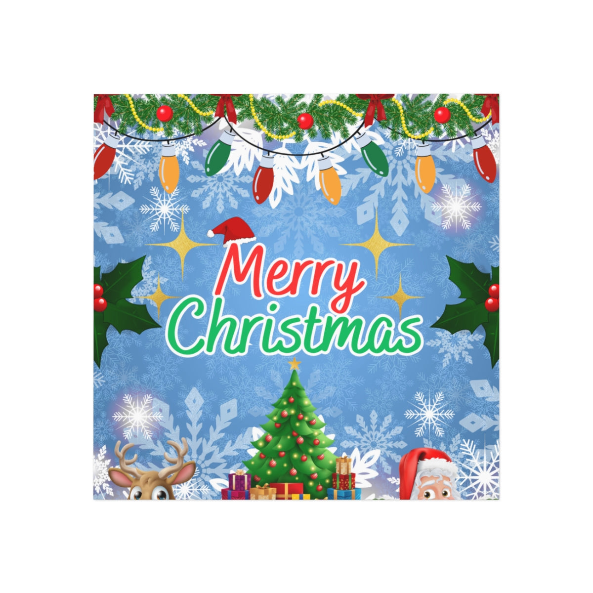 Front view of Blue Winter Snowflakes Magnet – square Christmas holiday sticker