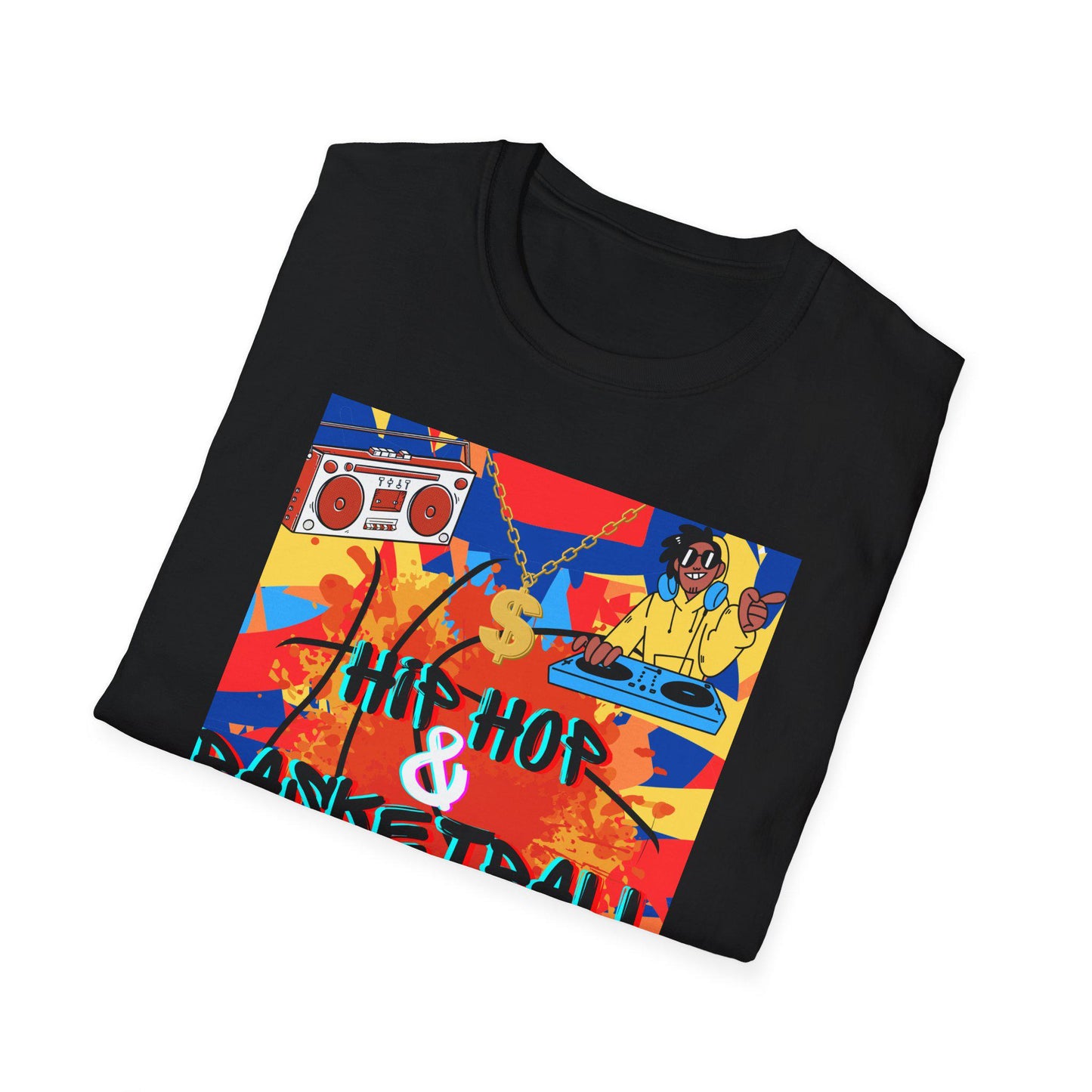 Folded Hip Hop & Basketball Tee in black color, urban basketball fashion