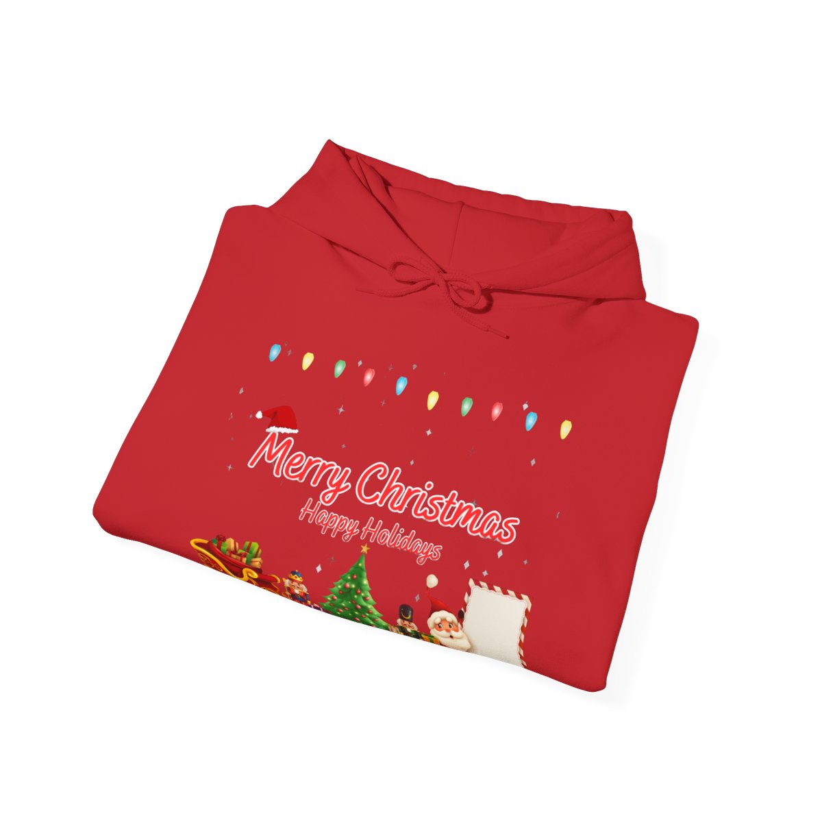 Christmas Holiday Hoodie folded in red – cozy holiday sweatshirt