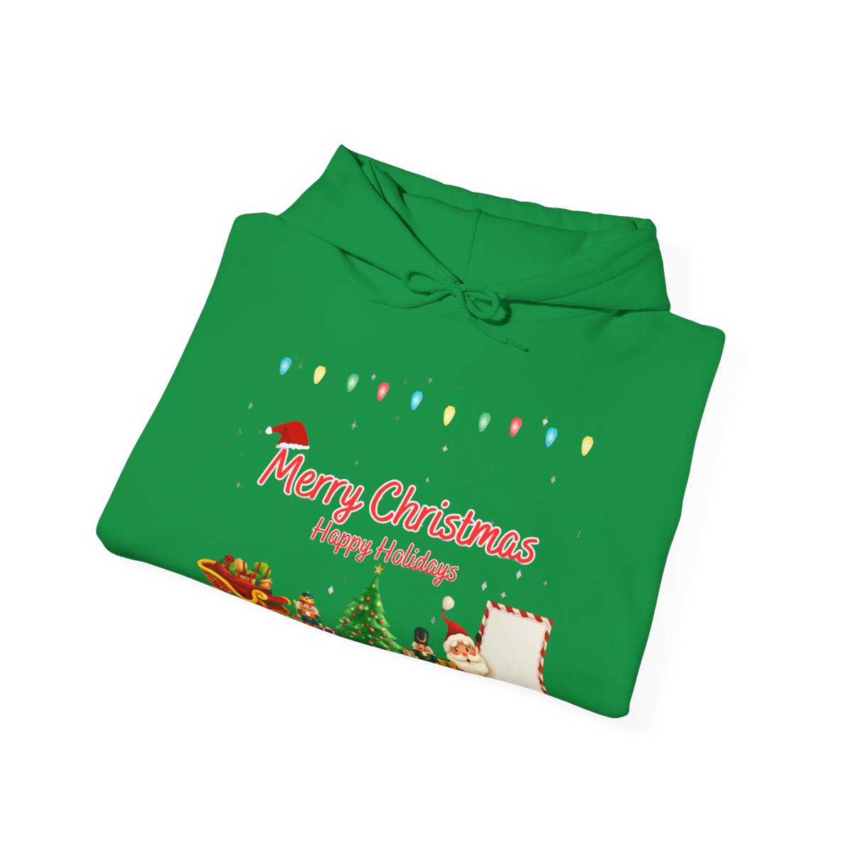Christmas Holiday Hoodie folded in green – cozy holiday sweatshirt