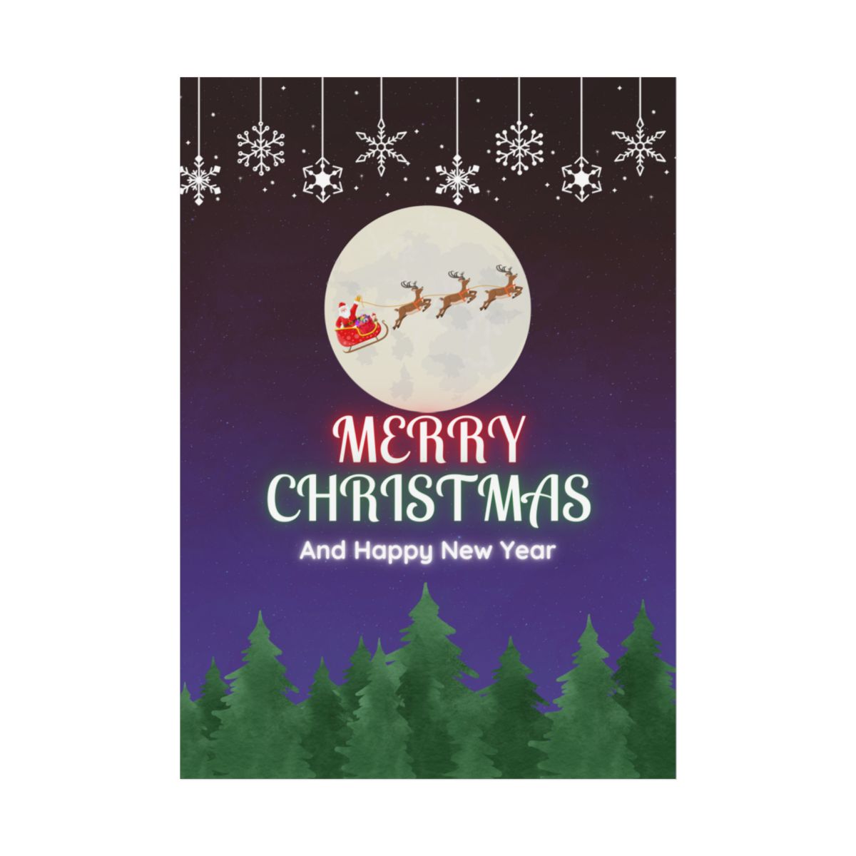 Front view of Christmas Winter Snowflakes rolled poster