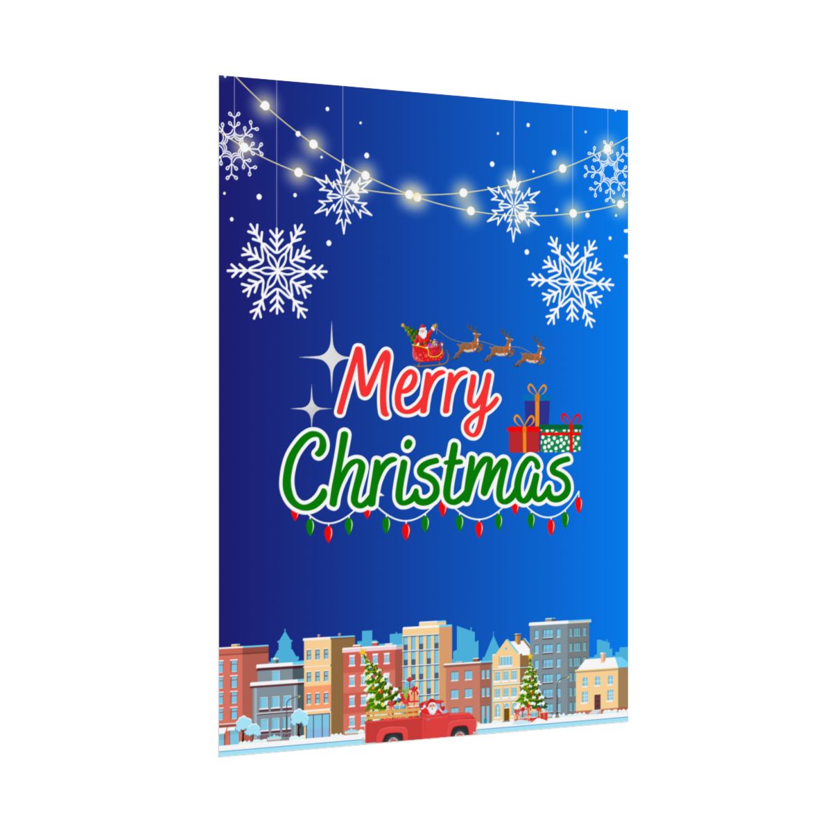 Side view of Christmas Winter Town rolled poster