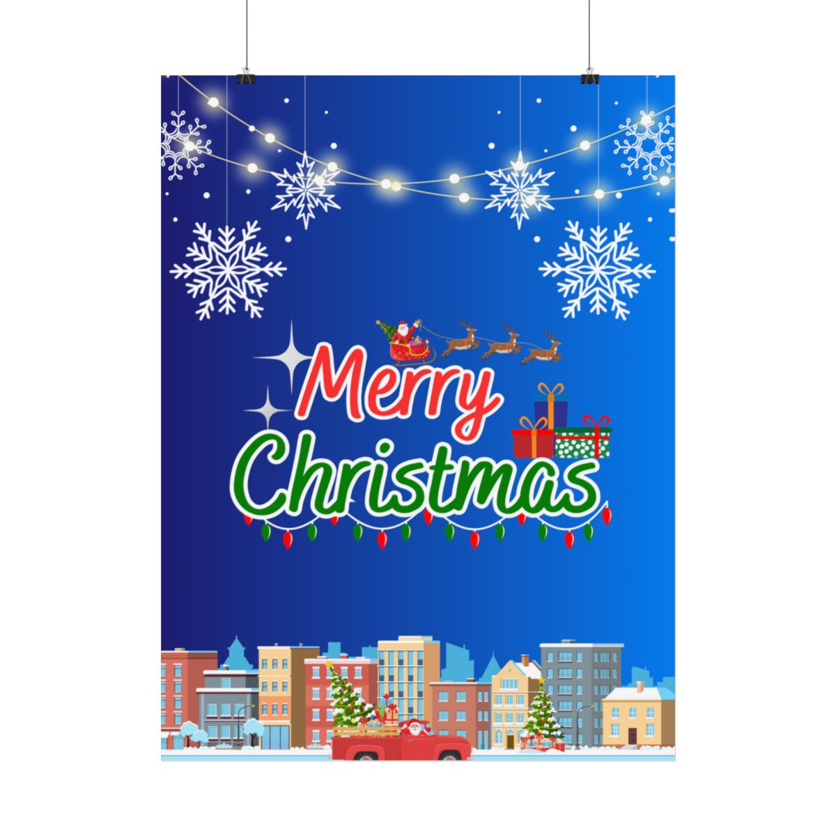 Alternate front view of Christmas Winter Town rolled poster