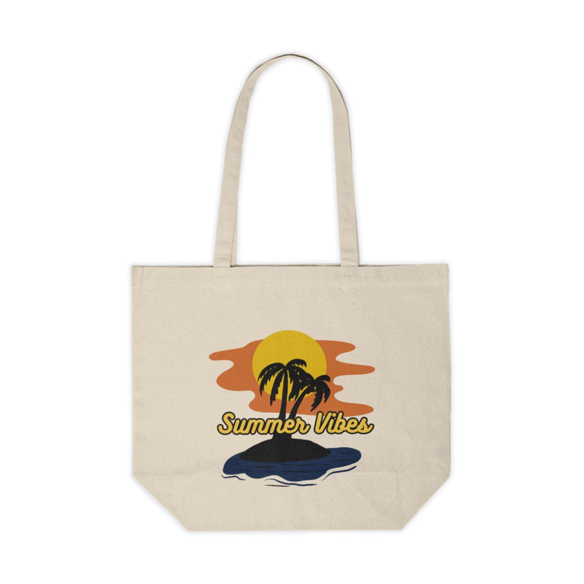 Retro Summer Tote Bag front view with colorful vintage summer vibes design