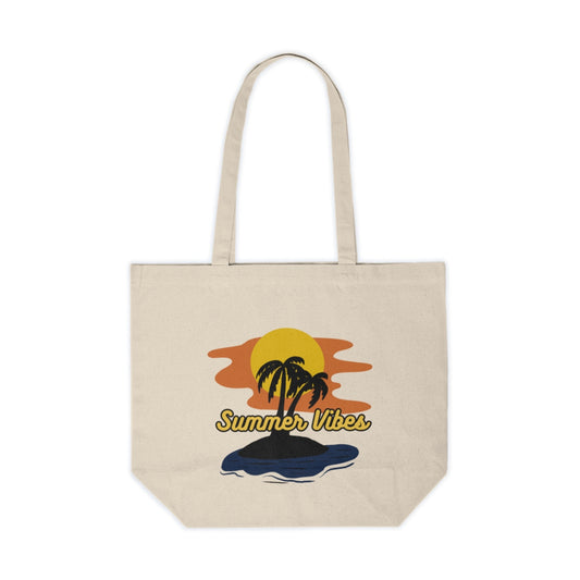 Retro Summer Tote Bag front view with colorful vintage summer vibes design