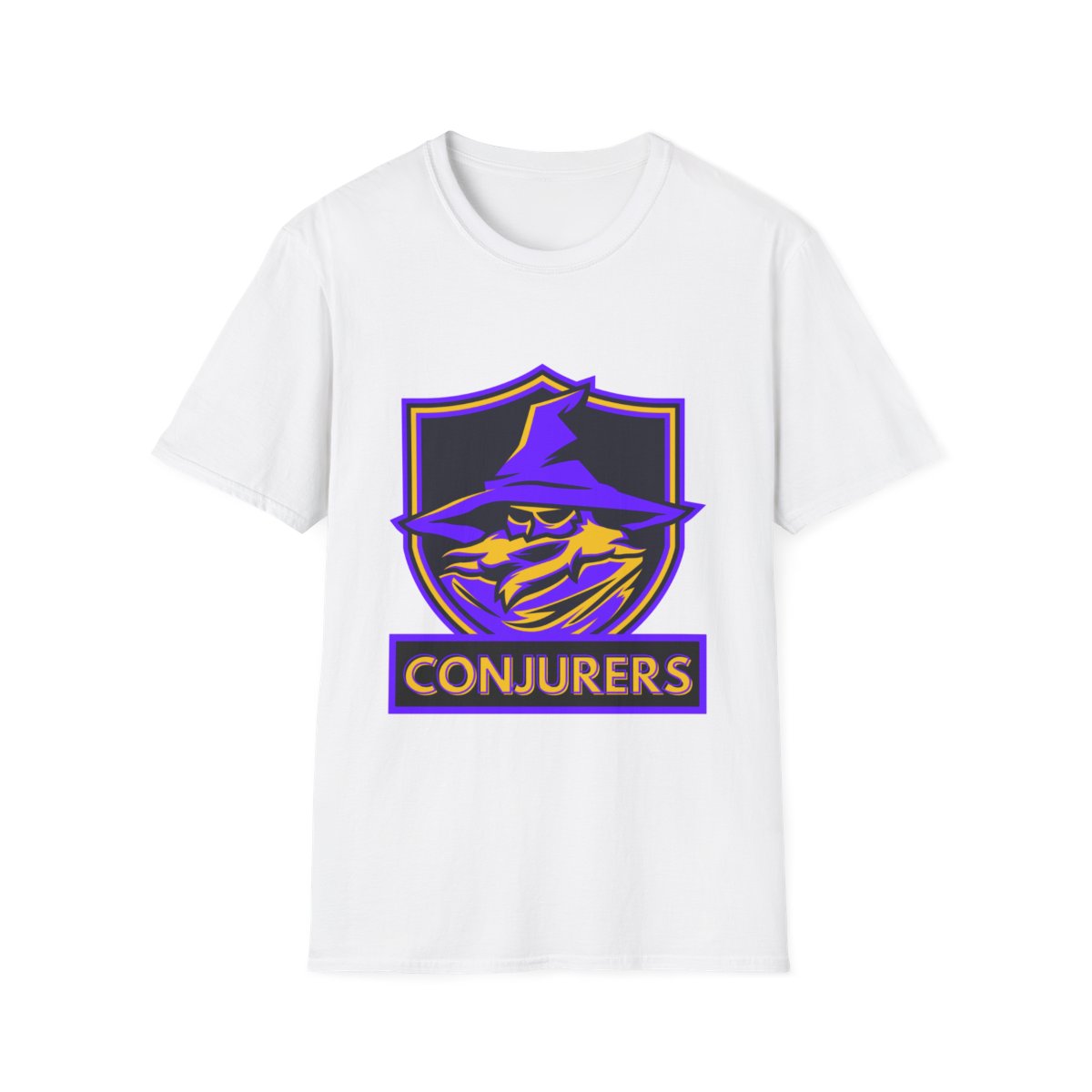 Wizard esports gaming t-shirt laid flat, showing full graphic design