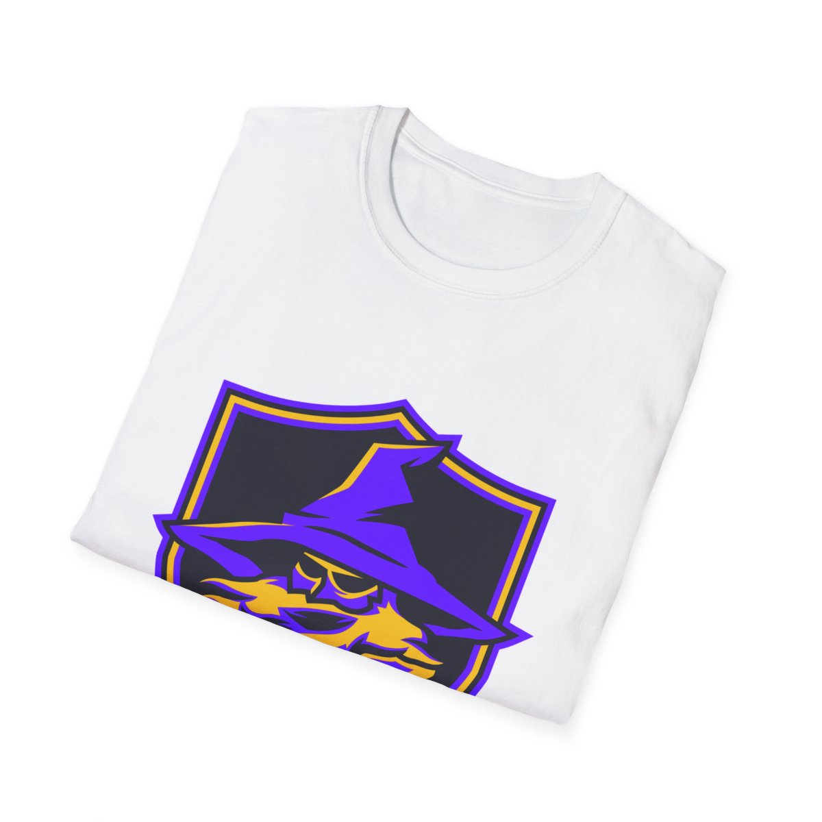 Folded wizard esports gaming t-shirt with visible front design