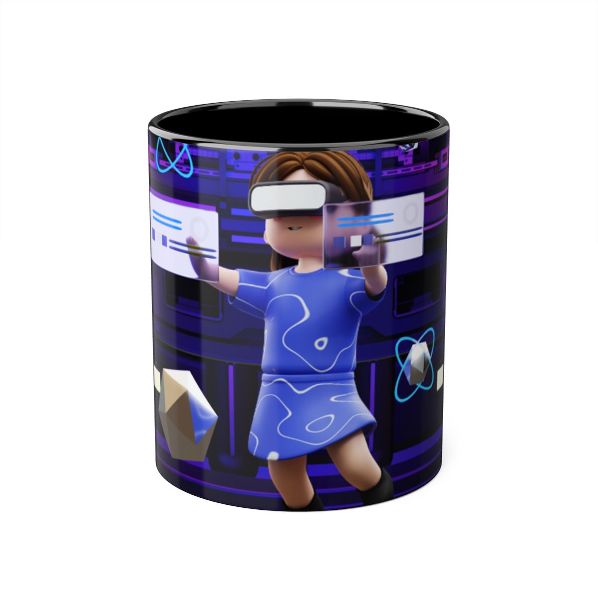 Cyberpunk Sci-Fi Accent Mug – 11oz Futuristic Metaverse Podium Design