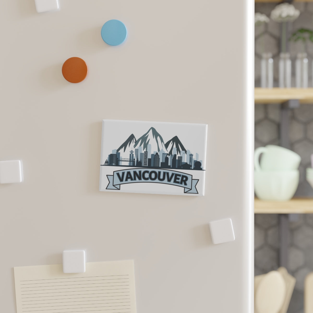 Vancouver BC Skyline Magnet on a whiteboard – rectangle city souvenir sticker