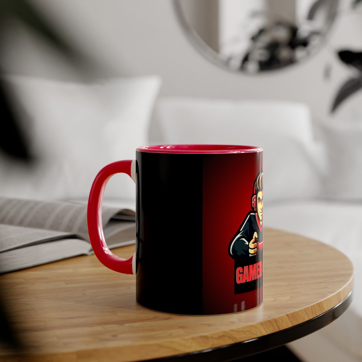 Gamer 4 Life Mug placed on a table