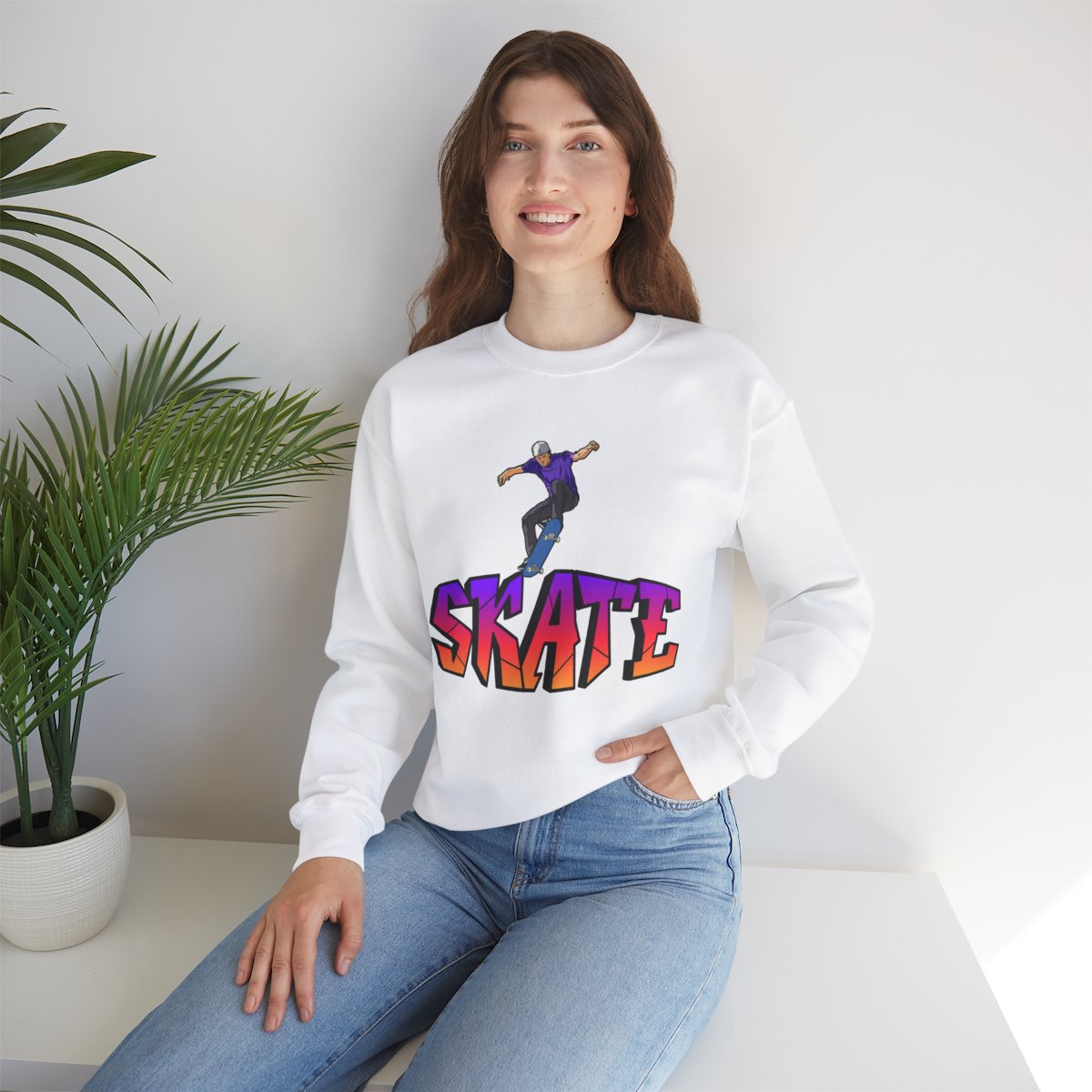 Woman modeling Graffiti Skate Sweatshirt in lifestyle setting
