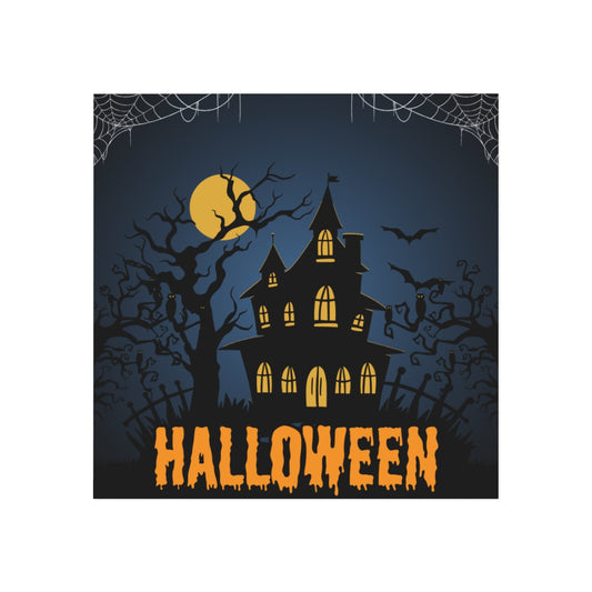 Front view of Halloween Haunted House Magnet – square spooky fridge decor