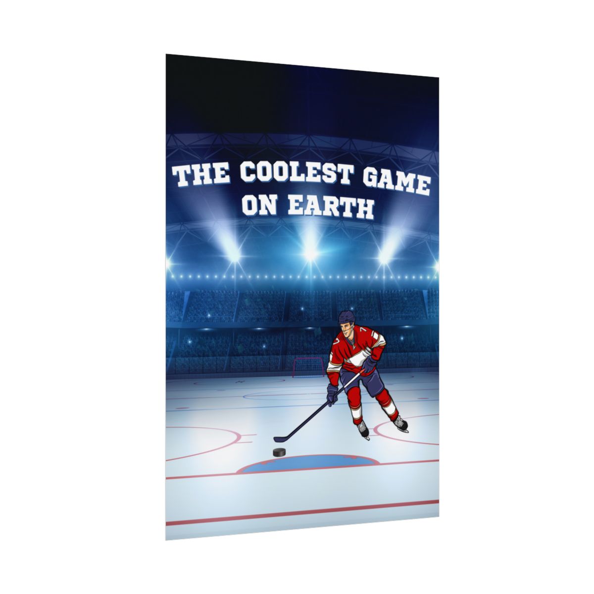Side view of rolled Hockey Player Poster showing thickness