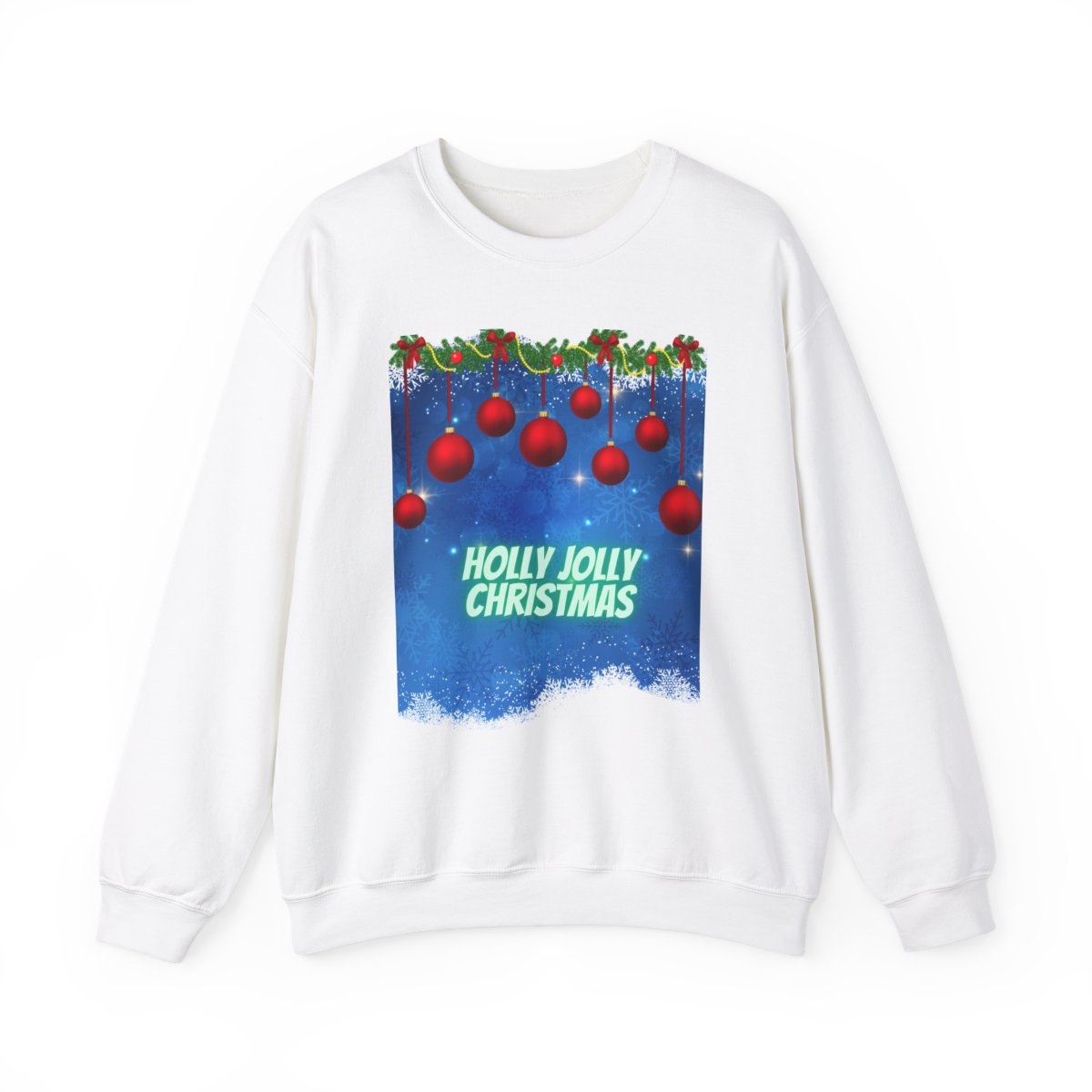White Christmas Winter Sweatshirt with festive holiday decoration design