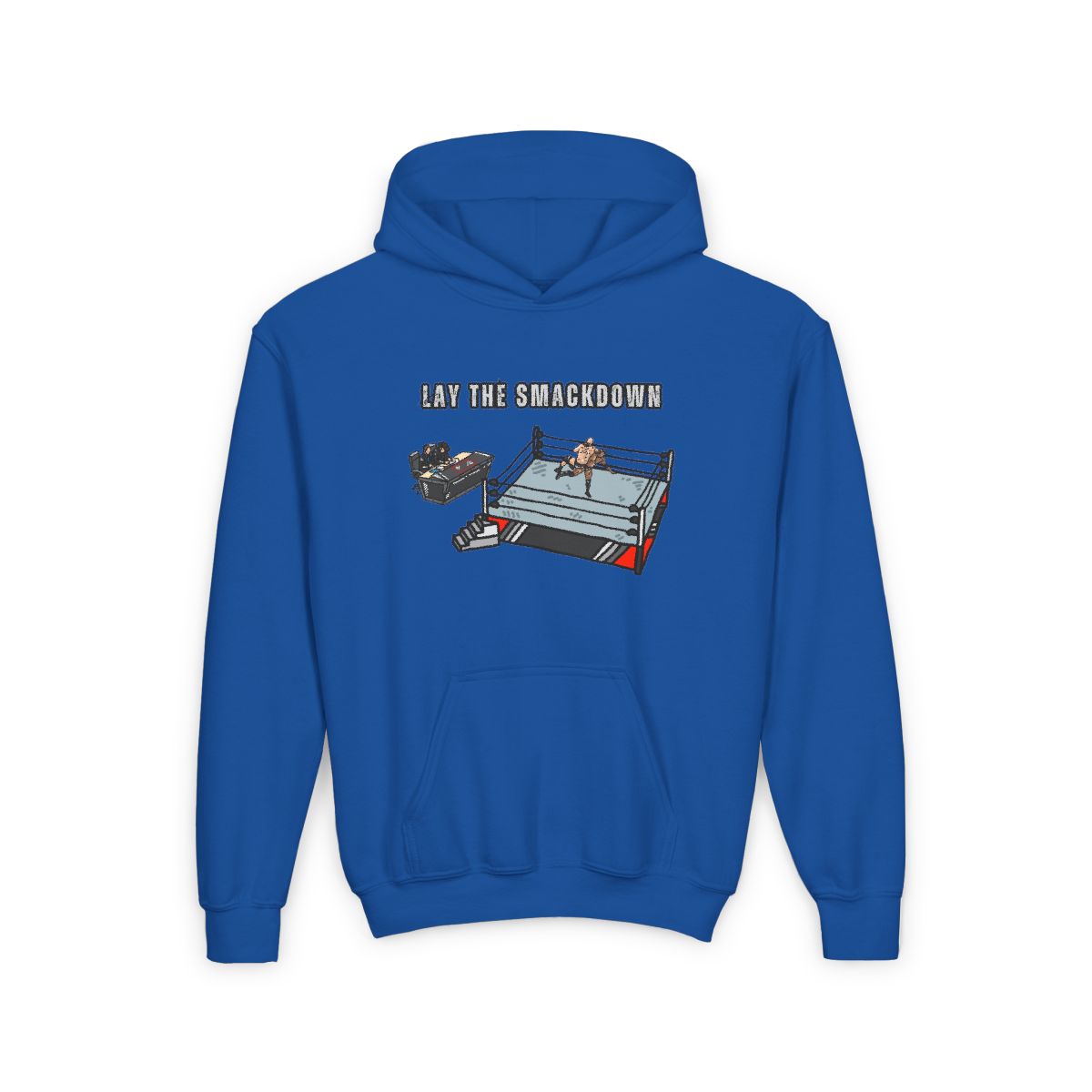 Royal blue Youth Lay The Smackdown Hoodie, unisex heavy blend wrestling hoodie for boys and girls