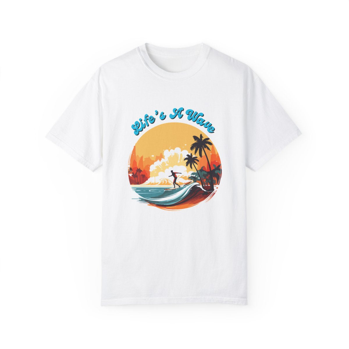 Surfing Sports T-Shirt with Life's A Wave summer design front view