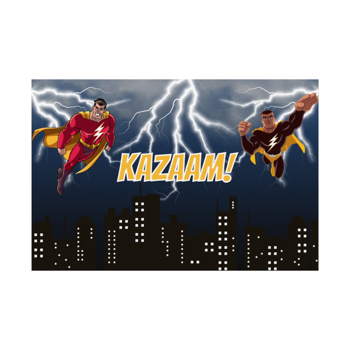 Front view of Cartoon Lightning Storm Poster with vivid lightning artwork