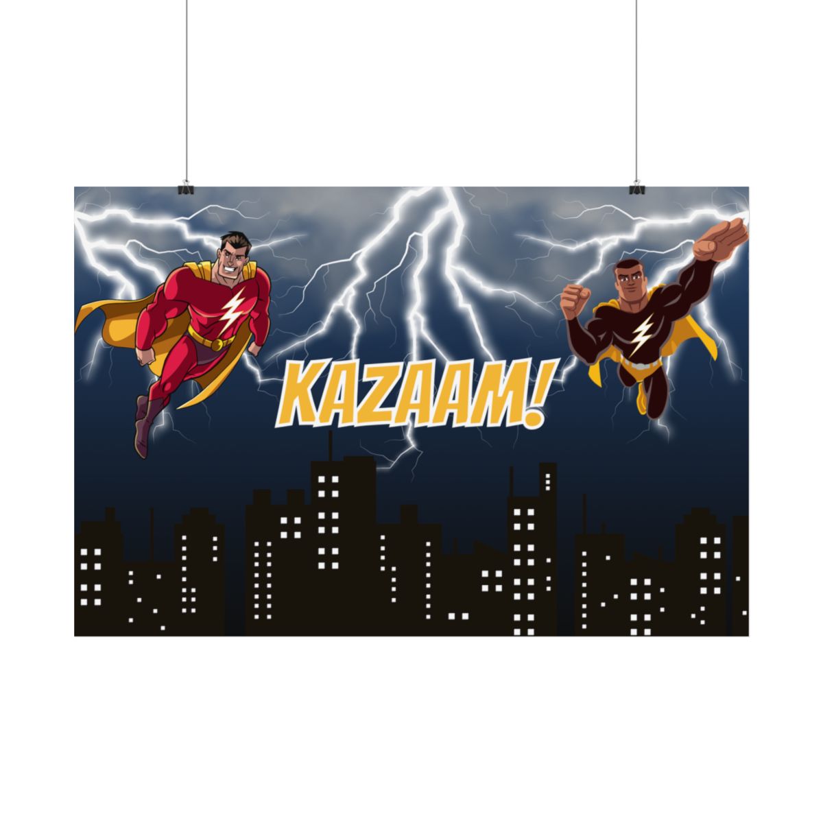 Alternate front angle of Cartoon Lightning Storm Poster showcasing full design