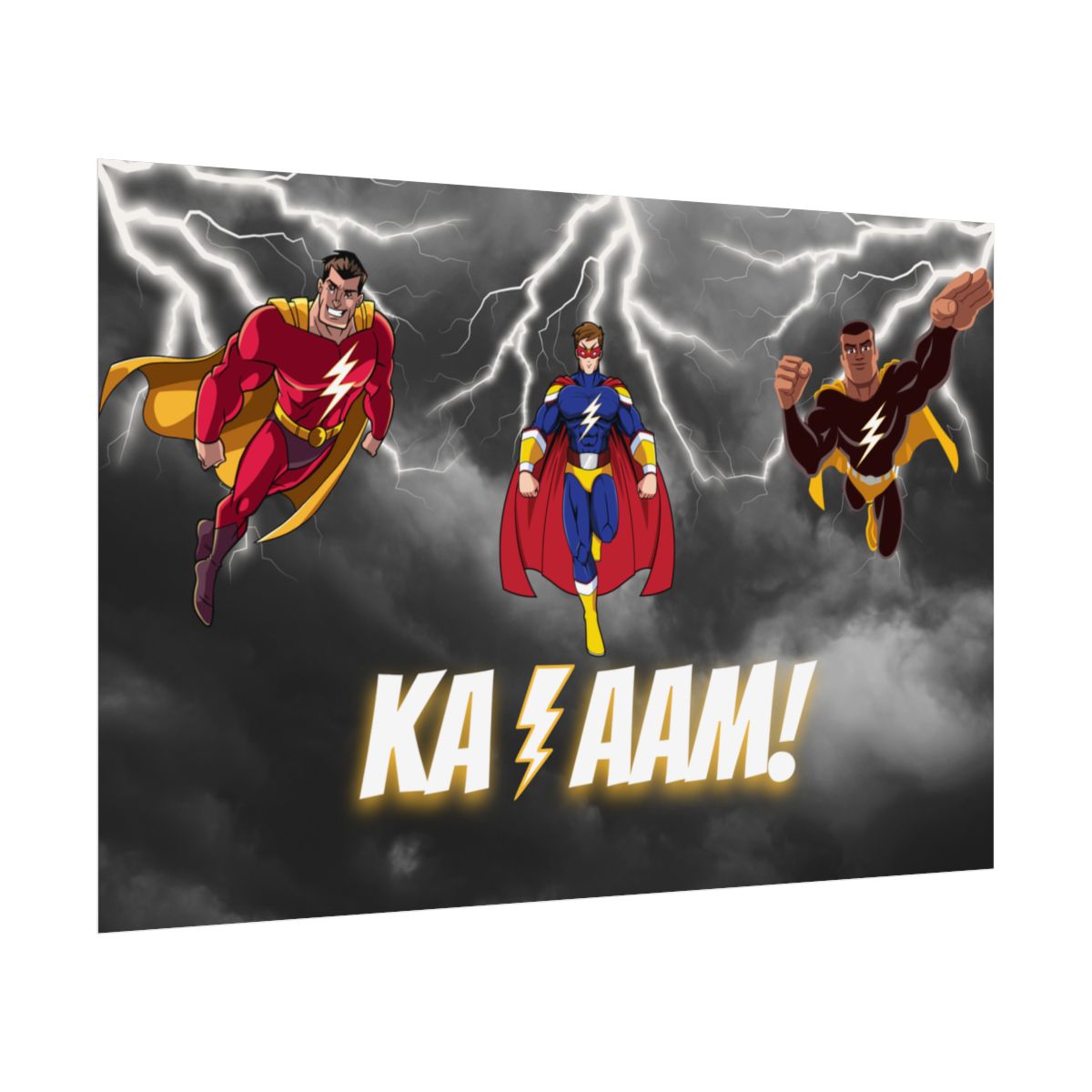 Side view of Magical Lightning Poster – rolled edge and print texture visible