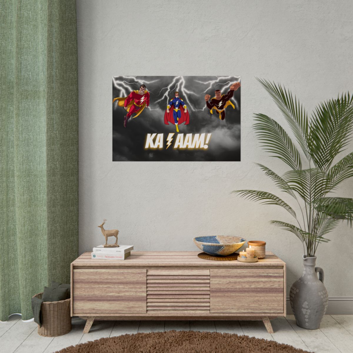 Magical Lightning Poster hanging on wall – fantasy art in modern living room
