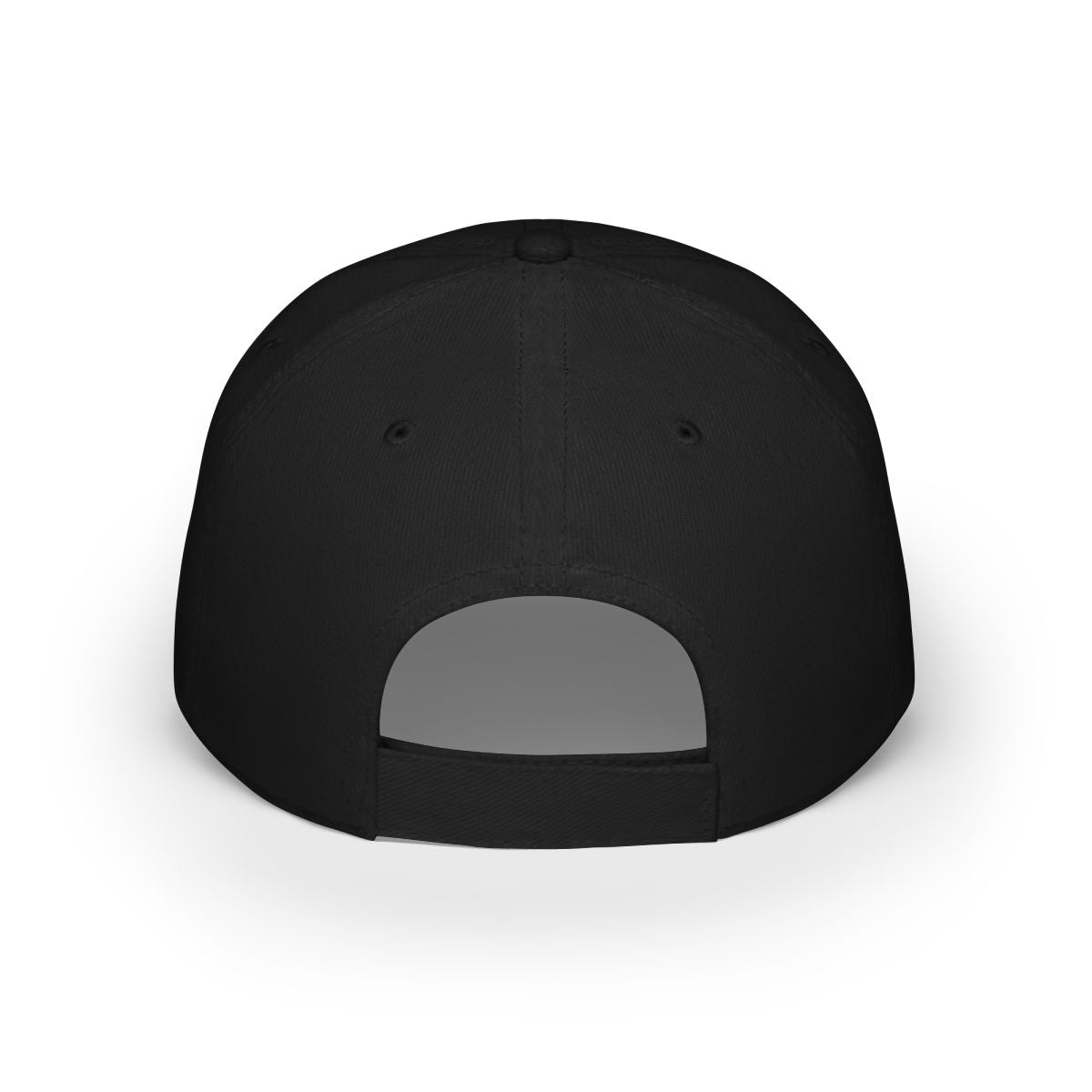 Back of Black Mountain Landscape Cabin Cap with adjustable strap