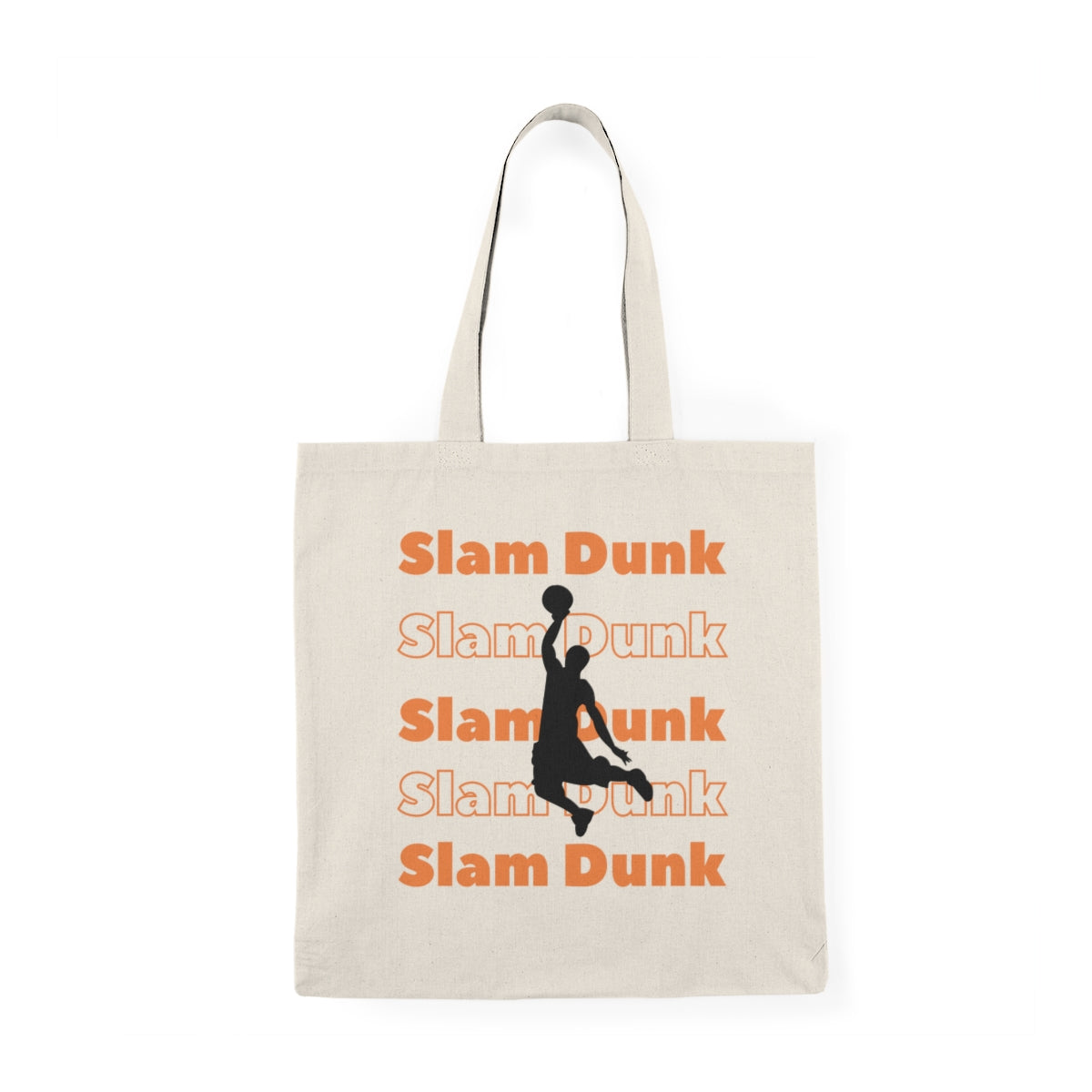 Basketball Tote Bag front view with Slam Dunk Silhouette design