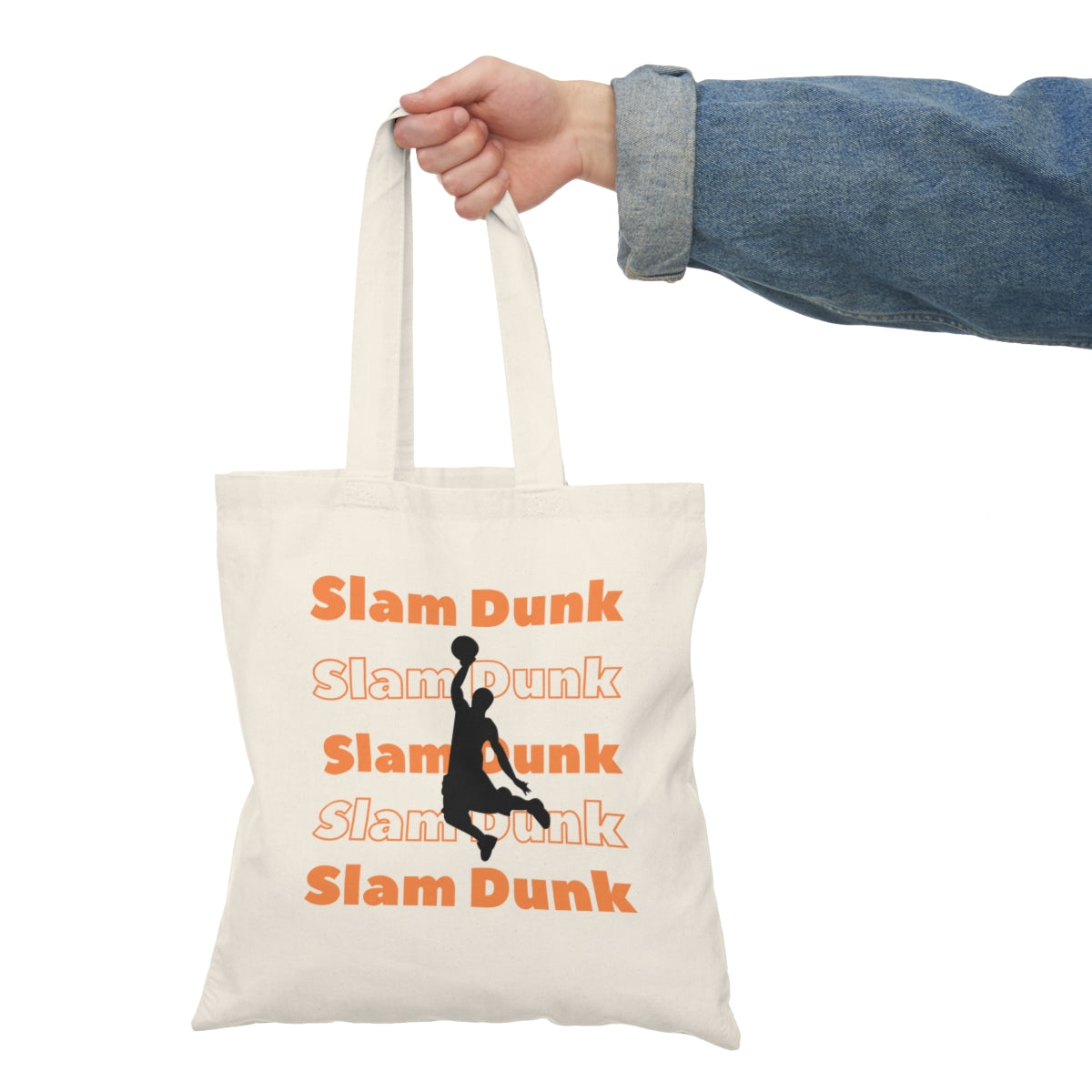 Basketball Tote Bag displayed in everyday setting, front view