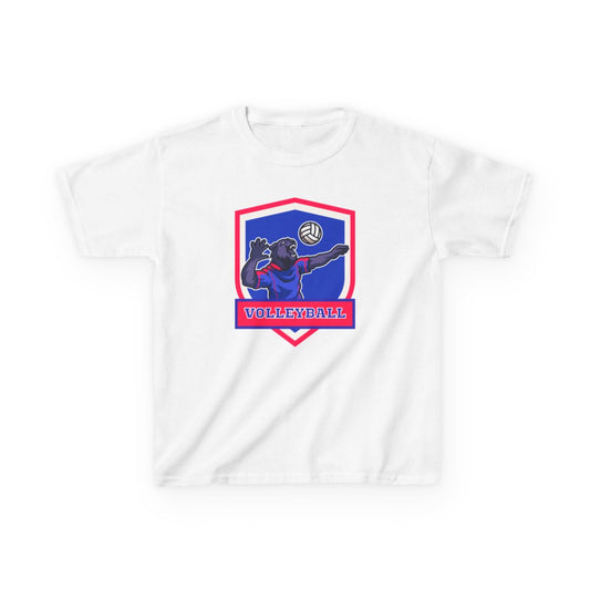 Front of Kids T-Shirt Panther Volleyball Player Mascot Sports Tee