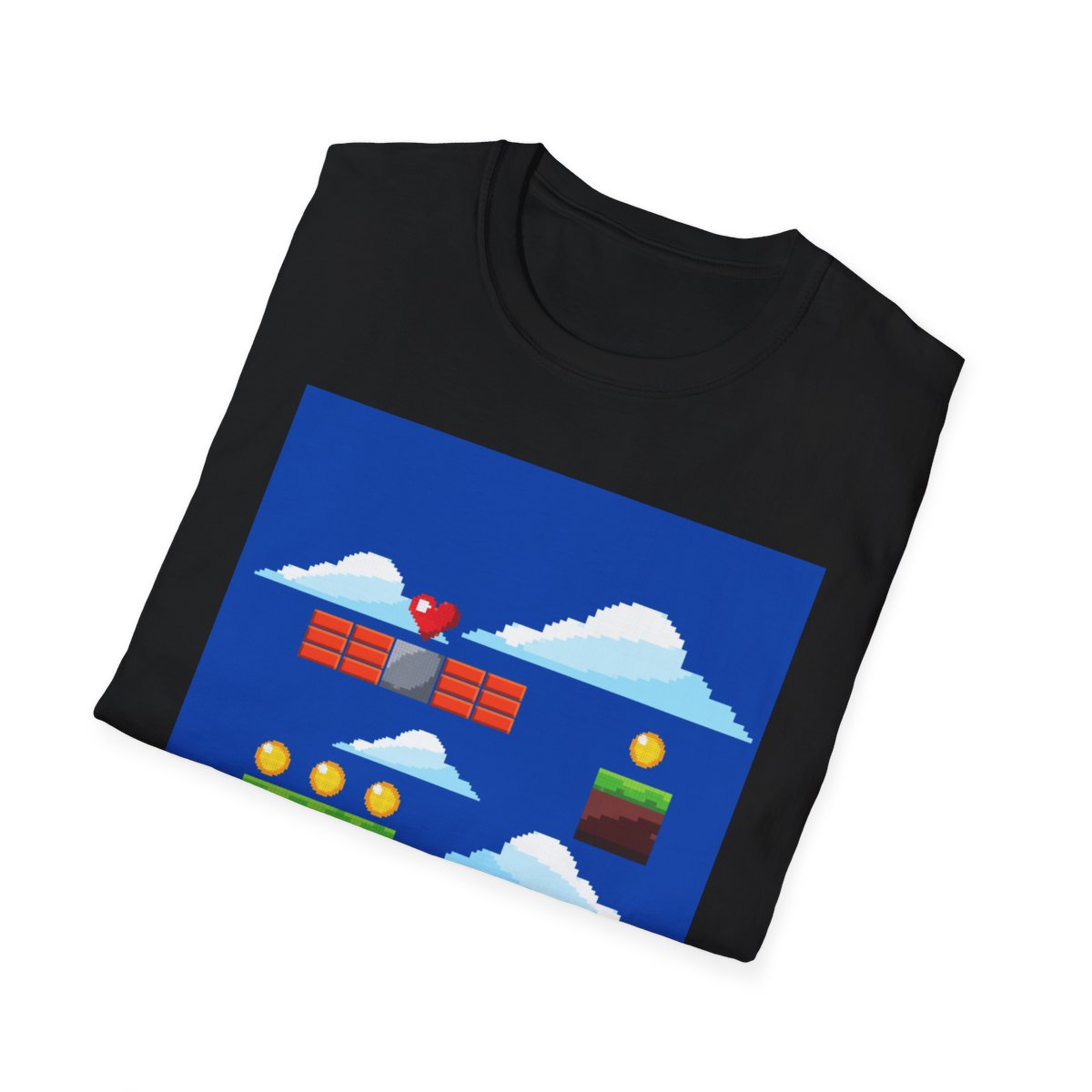 Pixel Game Arcade World Gold Coins Landscape Old School Gamer Tee Retro Gaming T-Shirt
