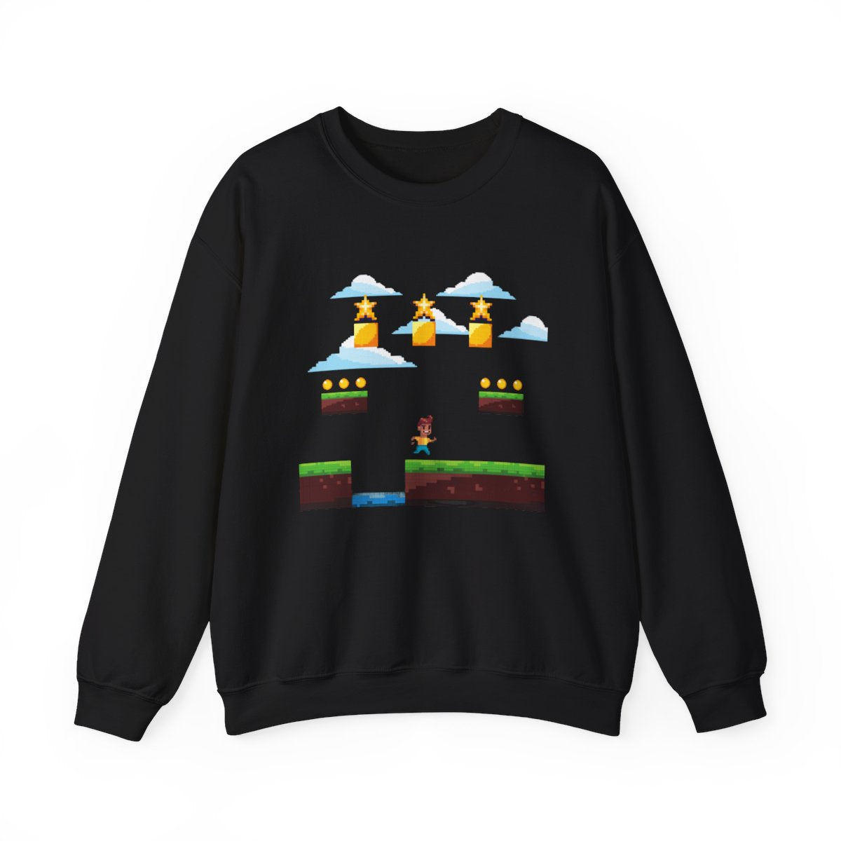 Front view of Retro 90s Arcade Game Sweatshirt – crewneck gaming pullover